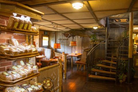 Bakery and staircase