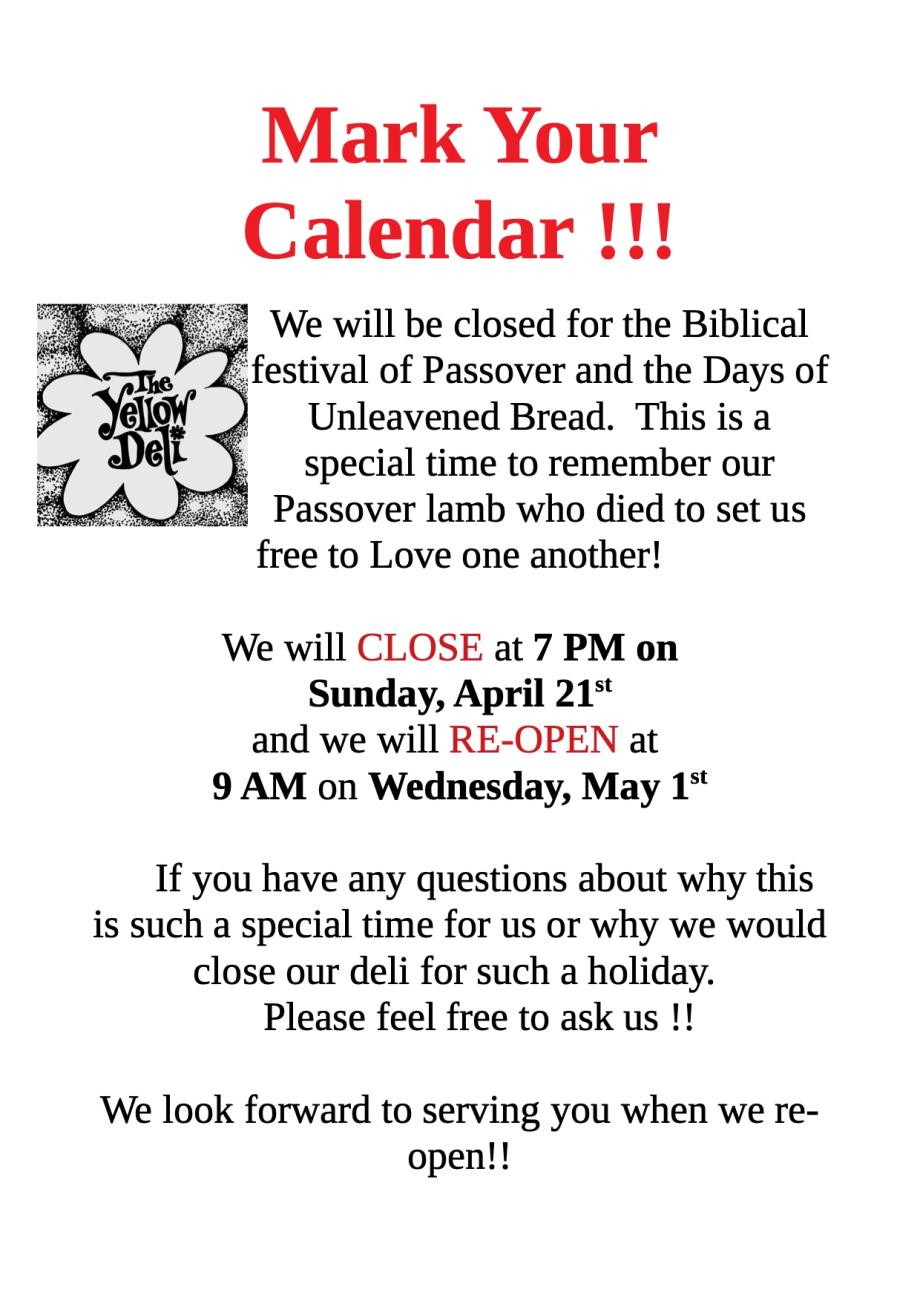 Passover closure notice