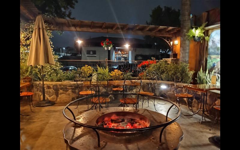 Firepits in lower outside seating area