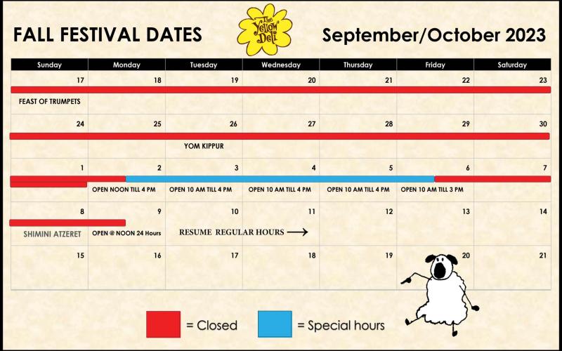 Special Operating Hours for our Fall Festivals