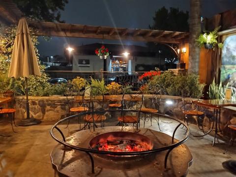 Firepits in lower outside seating area