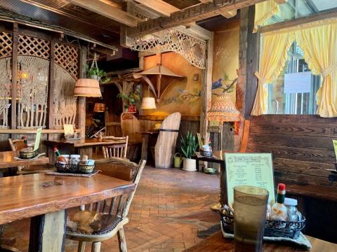 Charming interior of rustic barn wood