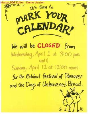 Temporary closure Hours