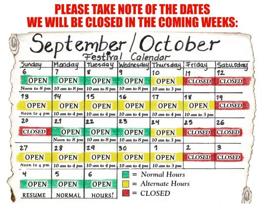 Fall Festival Hours