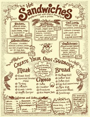 Sandwich menu